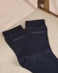 Chaussettes unies en bambou bleu