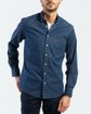 Chemise façon denim unie manches longues 100% coton