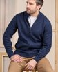 Cardigan à col camionneur bleu